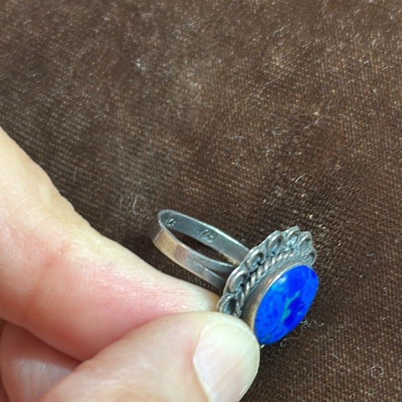 Vintage Stunning Blue Green Azurite Malachite Sterling Ring Stamped 925 Mexico - Picture 4 of 9